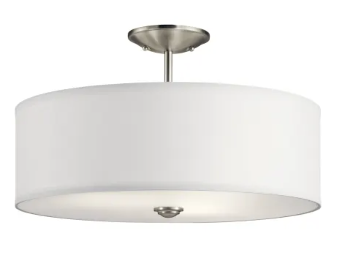 Kichler Shailene 18 in. 3-Light Brushed Nickel Semi-Flush Mount Ceiling Light