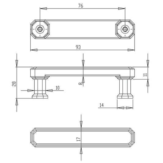 Berenson 9576-1VTN-P - 3" Centers Timeless Charm Pull in Vintage Nickel