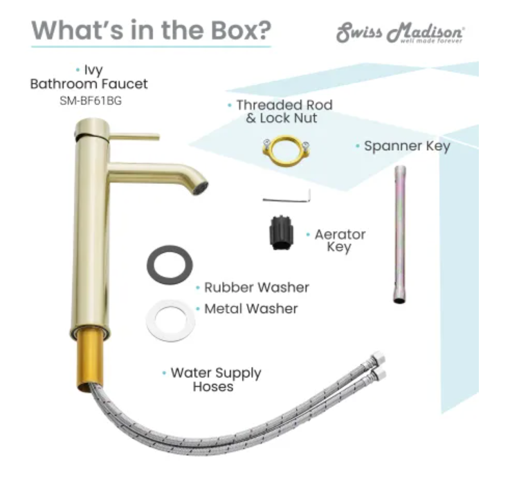Swiss Madison SM-BF61BG Ivy 1.2 GPM Single Hole Bathroom Faucet Brushed Gold