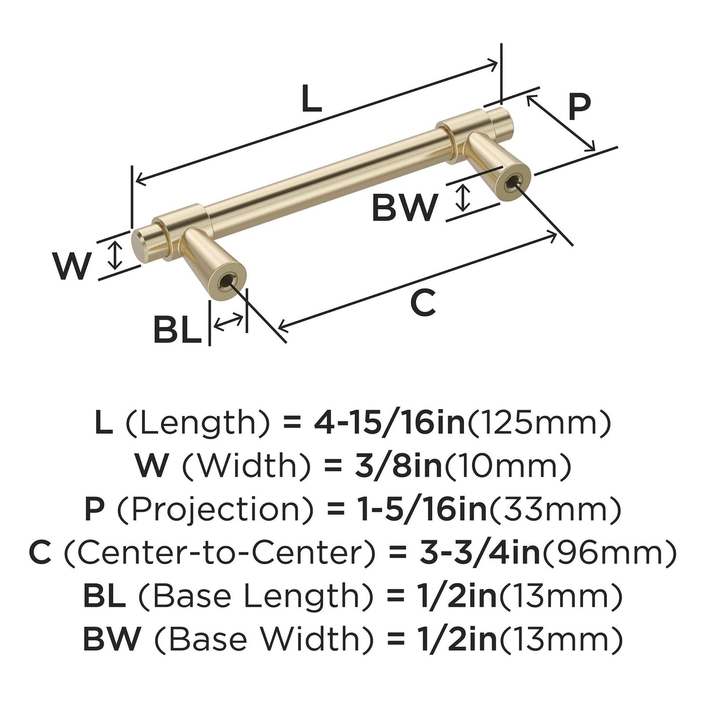 Amerock BP36858BBZ Destine 3-3/4" C2C Golden Champagne Cabinet Pull