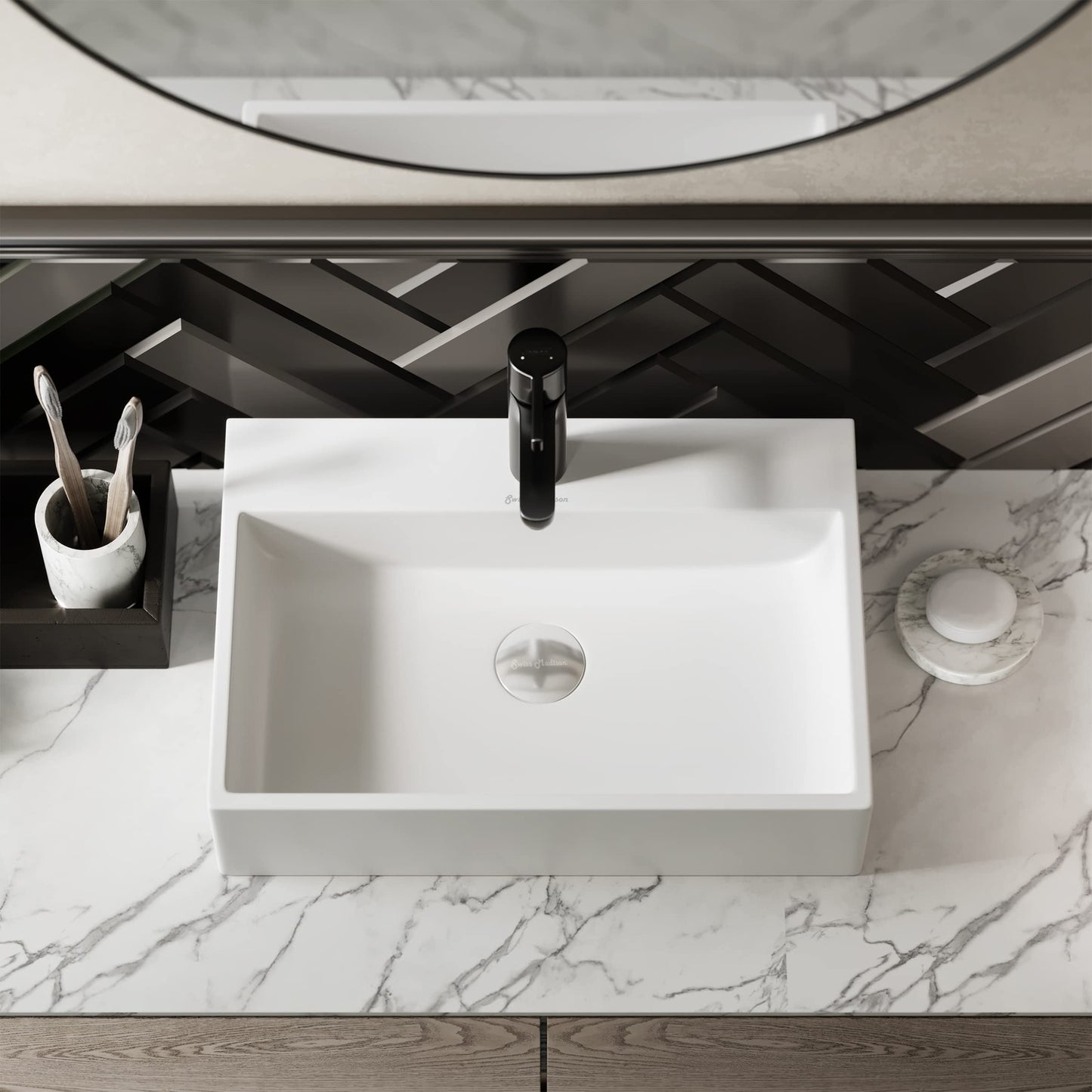 Swiss Madison SM-VS203 Claire 20" Rectangle Vessel Sink, Glossy White
