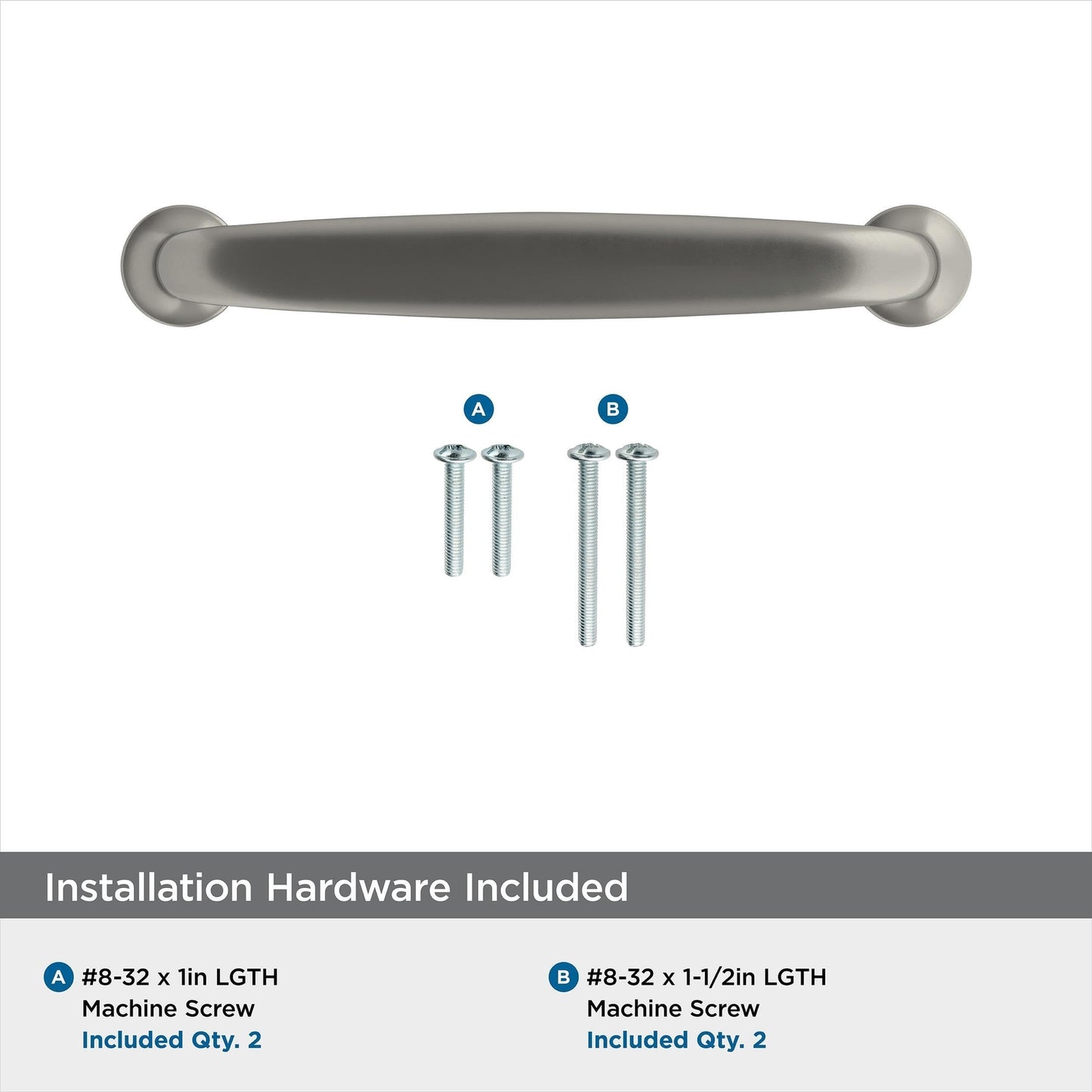 Amerock | Cabinet Pull | Satin Nickel | 3-3/4 inch (96 mm) Center-to-Center