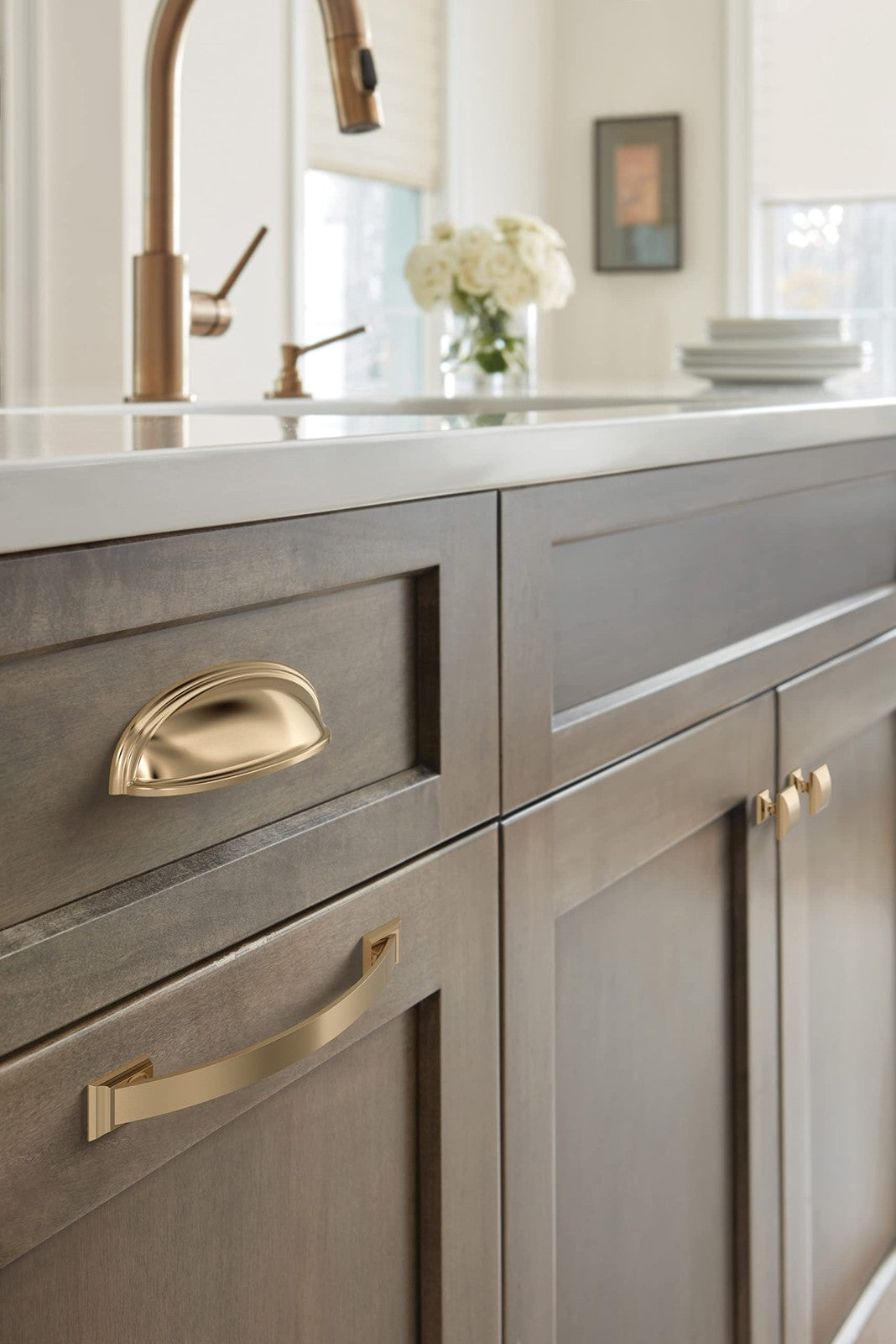 Amerock BP36640CZ Ashby Cabinet Cup Pull Champagne Bronze 3"&4" C2C Drawer Pull