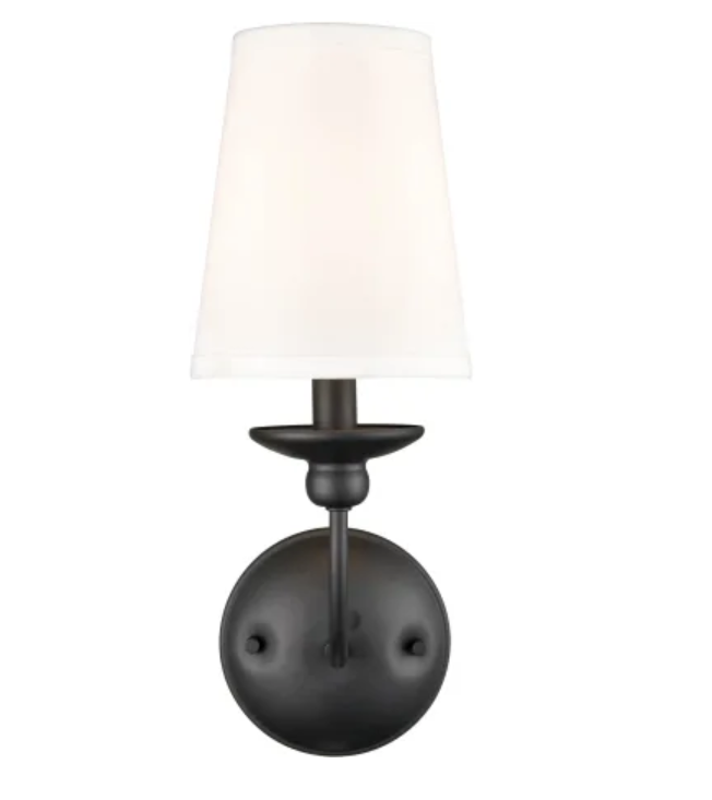 Millenium Lighting 4381-MB Delvona 15" Tall Wall Sconce Black with White Shade
