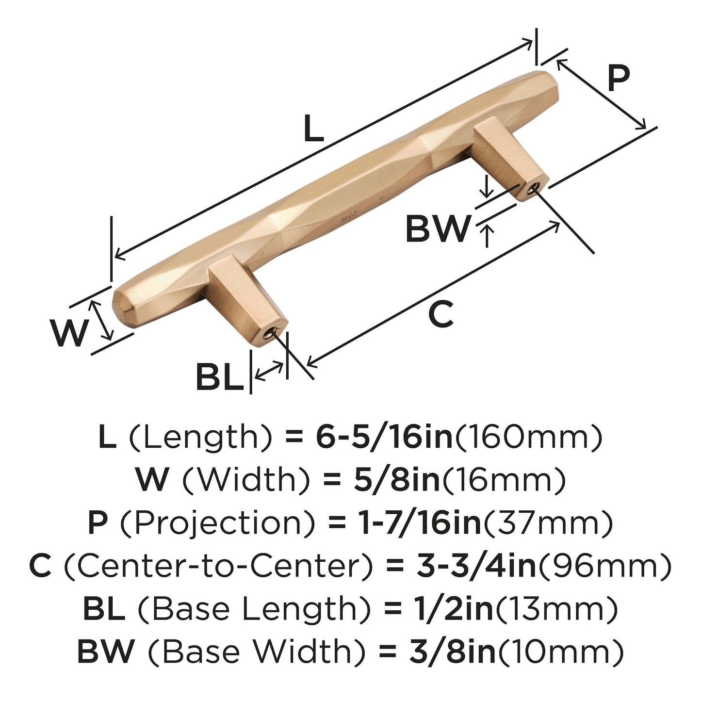 Amerock BP36643CZ St. Vincent Cabinet Pull Champagne Bronze 3-3/4" C2C