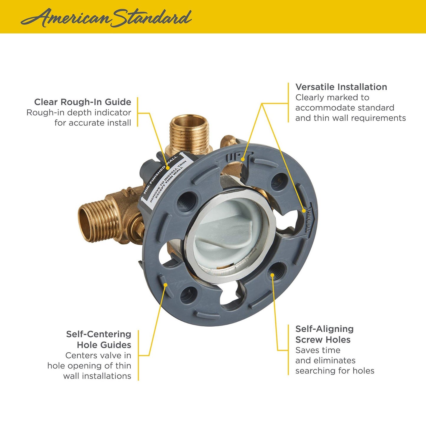 American Standard RU101SS Flash Shower Rough-in Valve w/Universal Inlets&Outlets