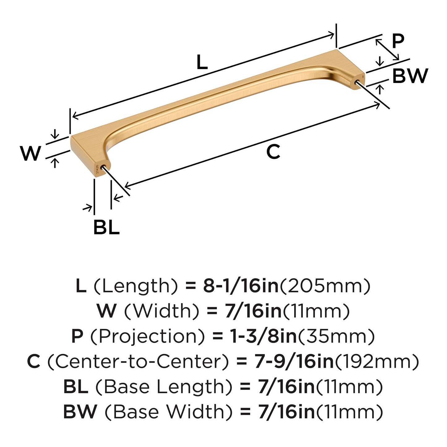 Amerock Merced 7-9/16" Center-to-Center Champagne Bronze Cabinet Pull, BP37426CZ