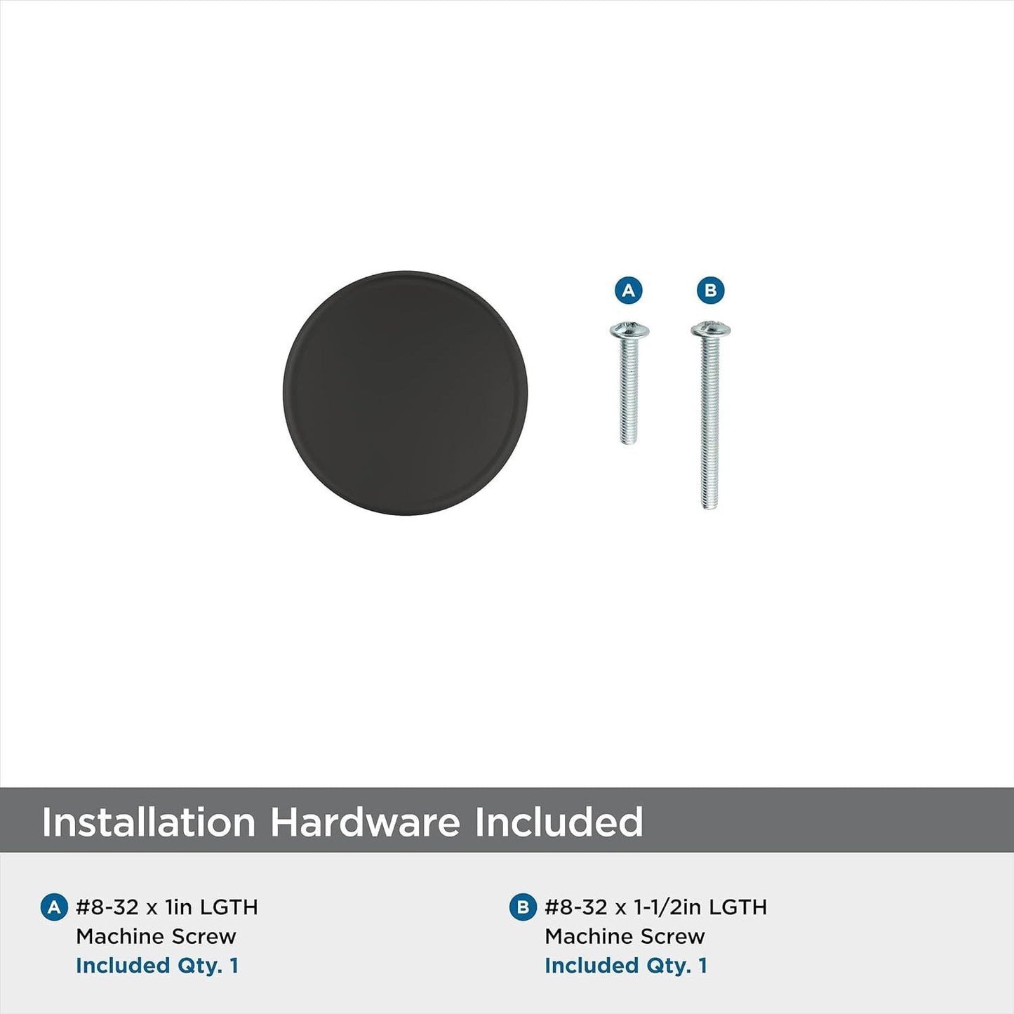 Amerock Cabinet Knob Matte Black 1-1/4 inch 32 mm Diameter Renown