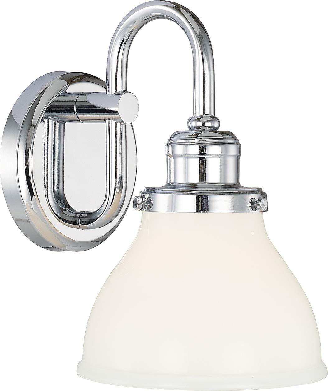 Capital Lighting 8301CH-128 Baxter Milk Glass Wall Sconce, 10" H x 7" W, Chrome