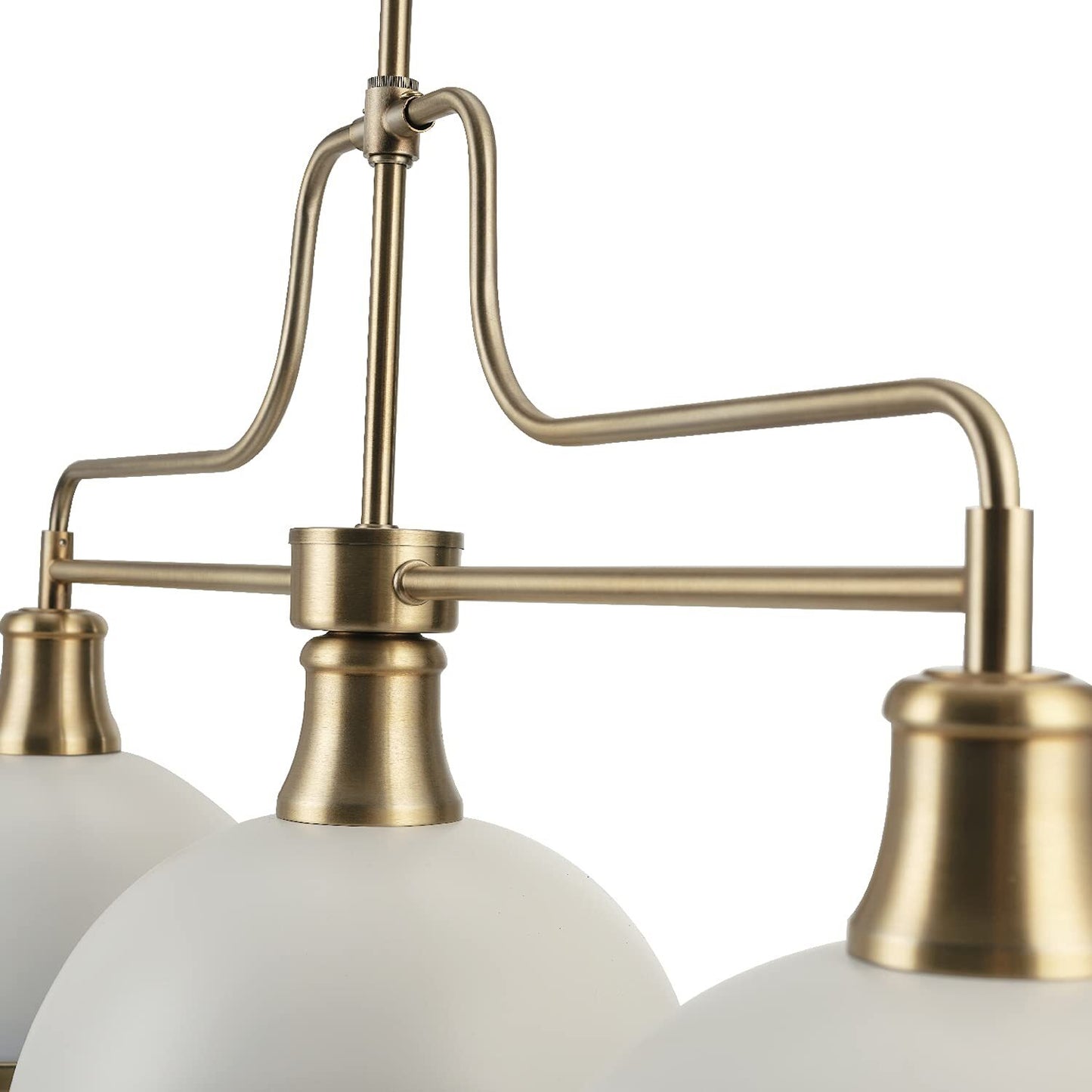 Globe 60885 Beckett 3-Light Linear Chandelier, Matte White, Matte Brass Accents