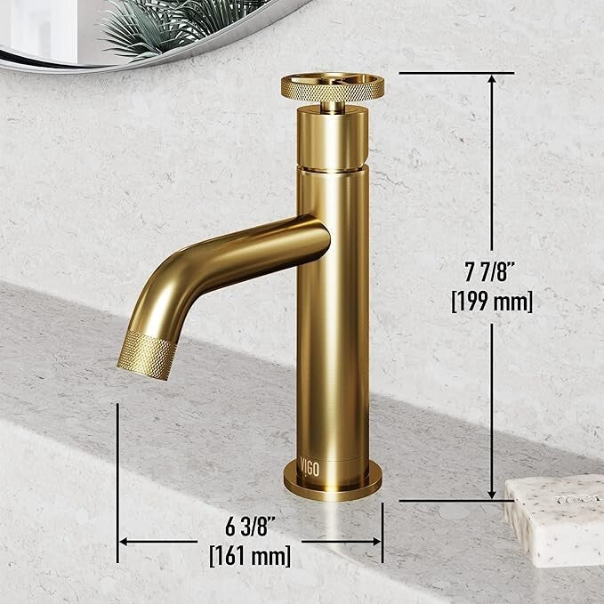 VIGO Cass Single Handle Single-Hole Bathroom Faucet Matte Brushed Gold-VG01046MG