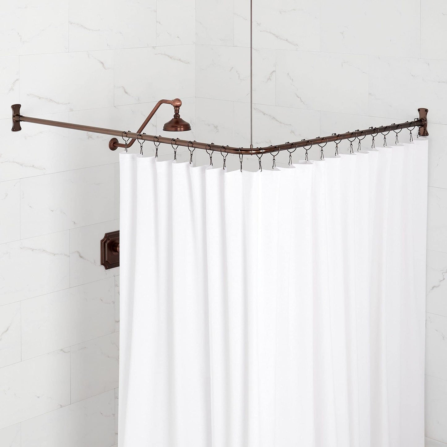 Signature Hardware 466803 60" x 48" Corner Brass Shower Rod - Matte Black