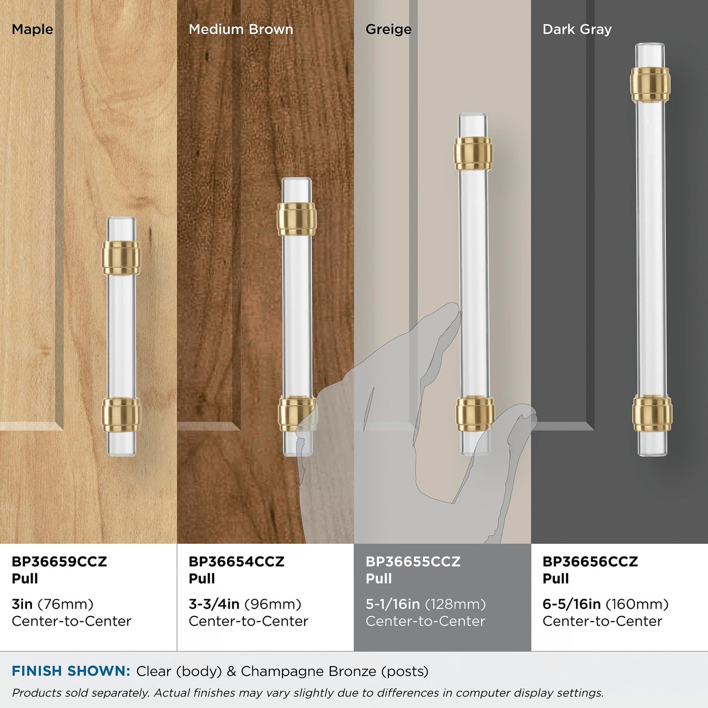 Amerock Cabinet Pull Clear/Champagne Bronze 5-1/16 inch Glacio 1 Pack