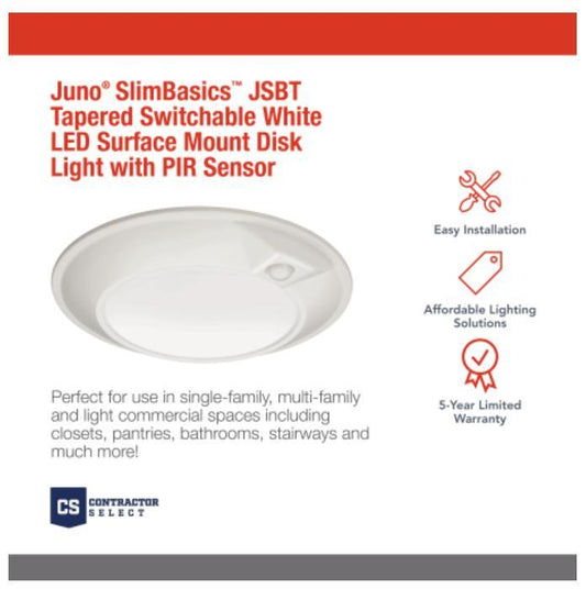 Juno JSBT 6IN SWW2 90CRI PIR MW M6 LED Surface Mount Light with Motion Sensor