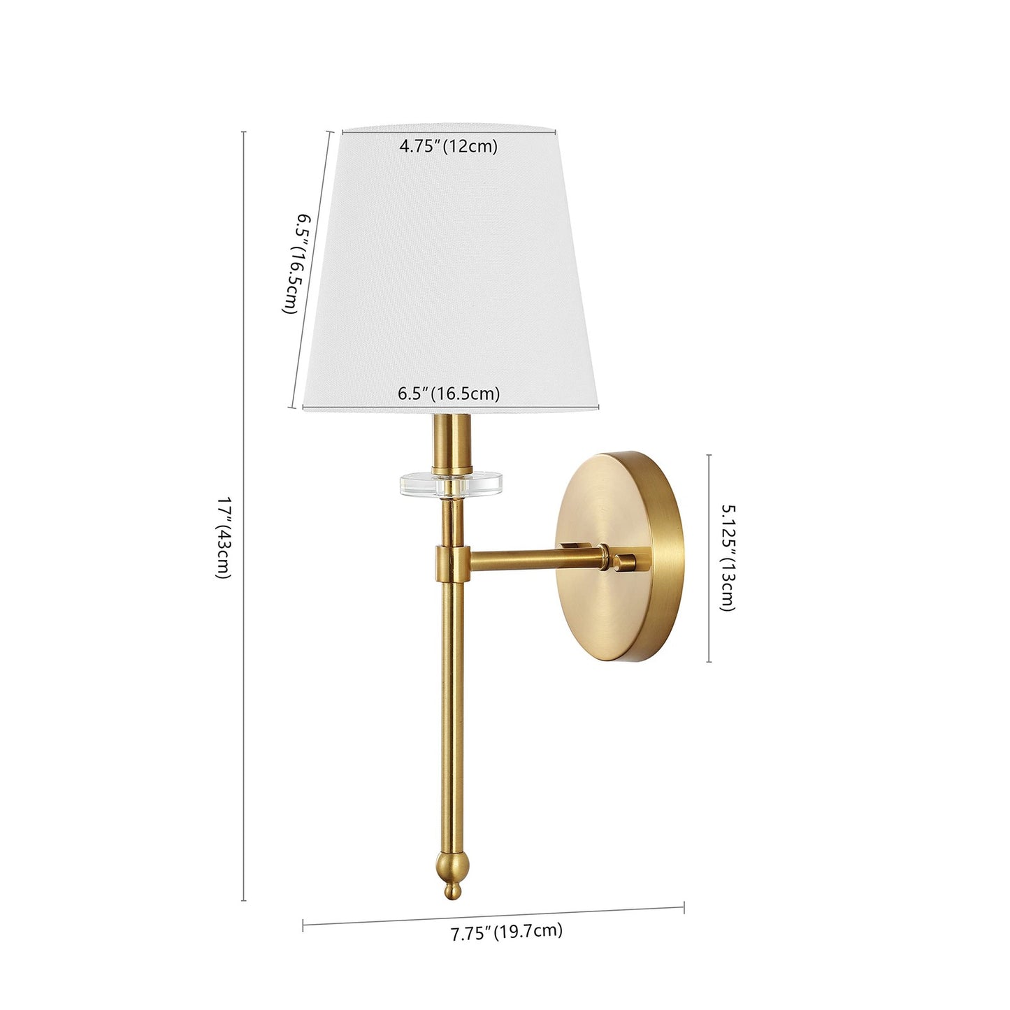 JONATHAN Y JYL9920A Olivia 6.5" 1-Light Modern Midcentury Iron Vanity Brass Gold