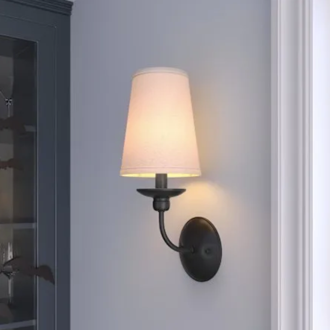 Millenium Lighting 4381-MB Delvona 15" Tall Wall Sconce Black with White Shade