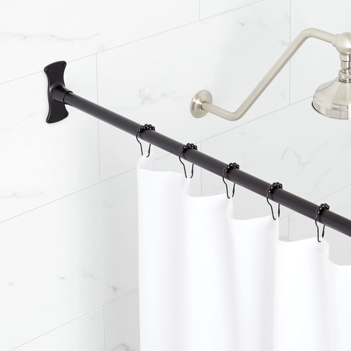 Signature Hardware 466738 60" Straight Brass Shower Rod - Brushed Gold