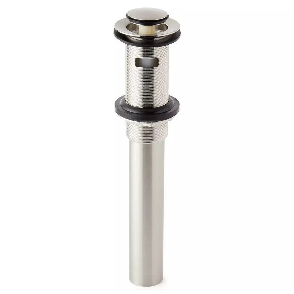 Signature Hardware Extended Press Type Pop-Up Bathroom Drain - Overflow Hole-BN