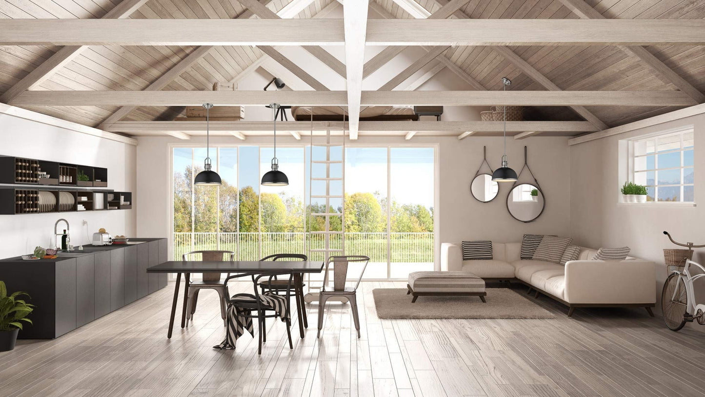 Z-Lite 725P12-MB+BN 1 Light Pendant, Matte Black + Brushed Nickel