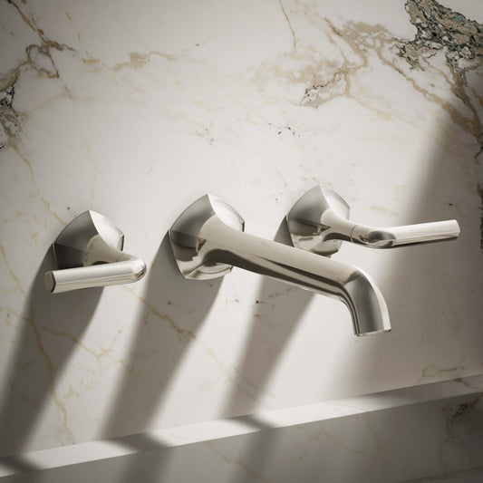 KOHLER T27013-4-SN Occasion Wall-Mount Bathroom Lever Handles Polished Nickel