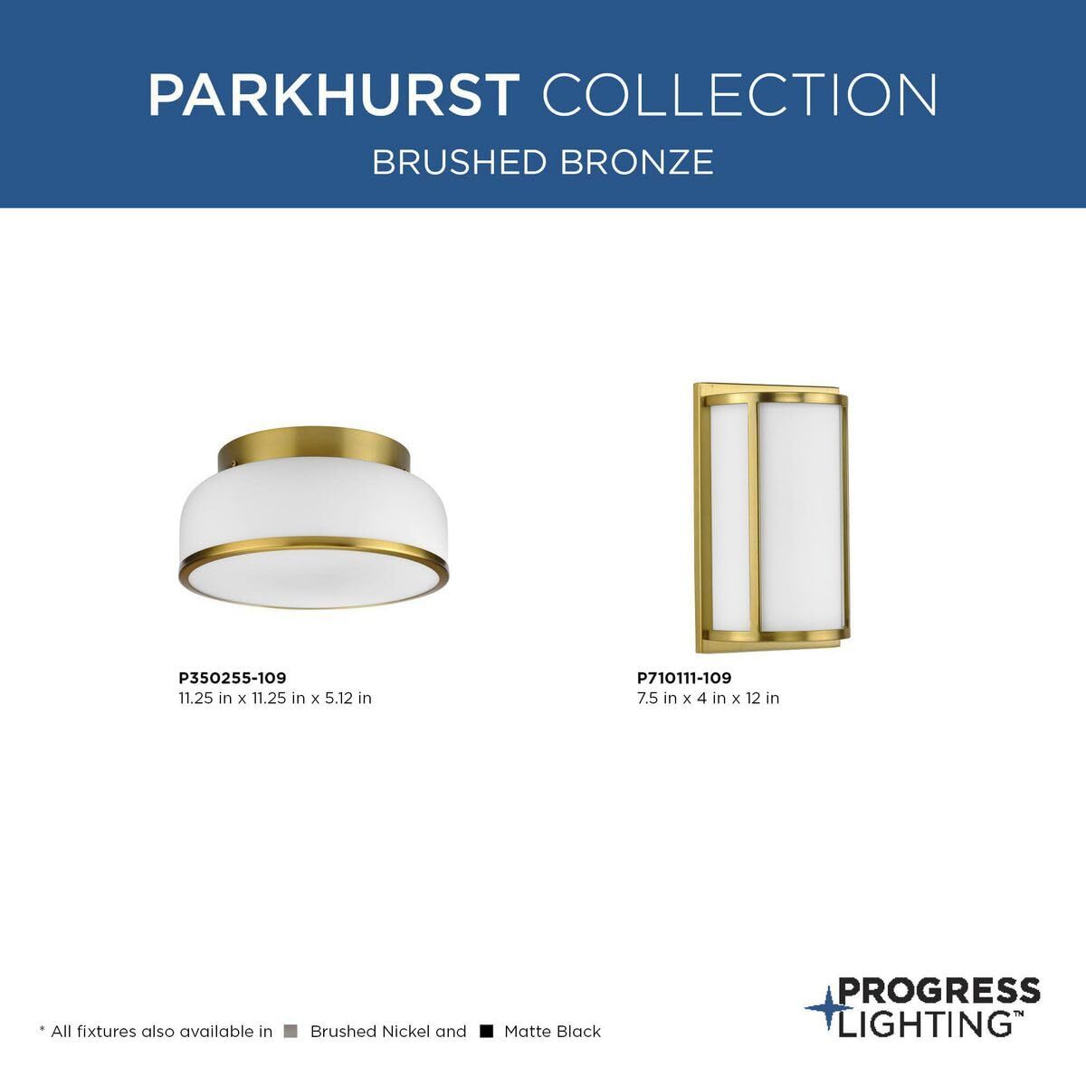 Progress Lighting P350255-109 Two-Light Brushed Bronze 11-1/4" Flush Mount Light