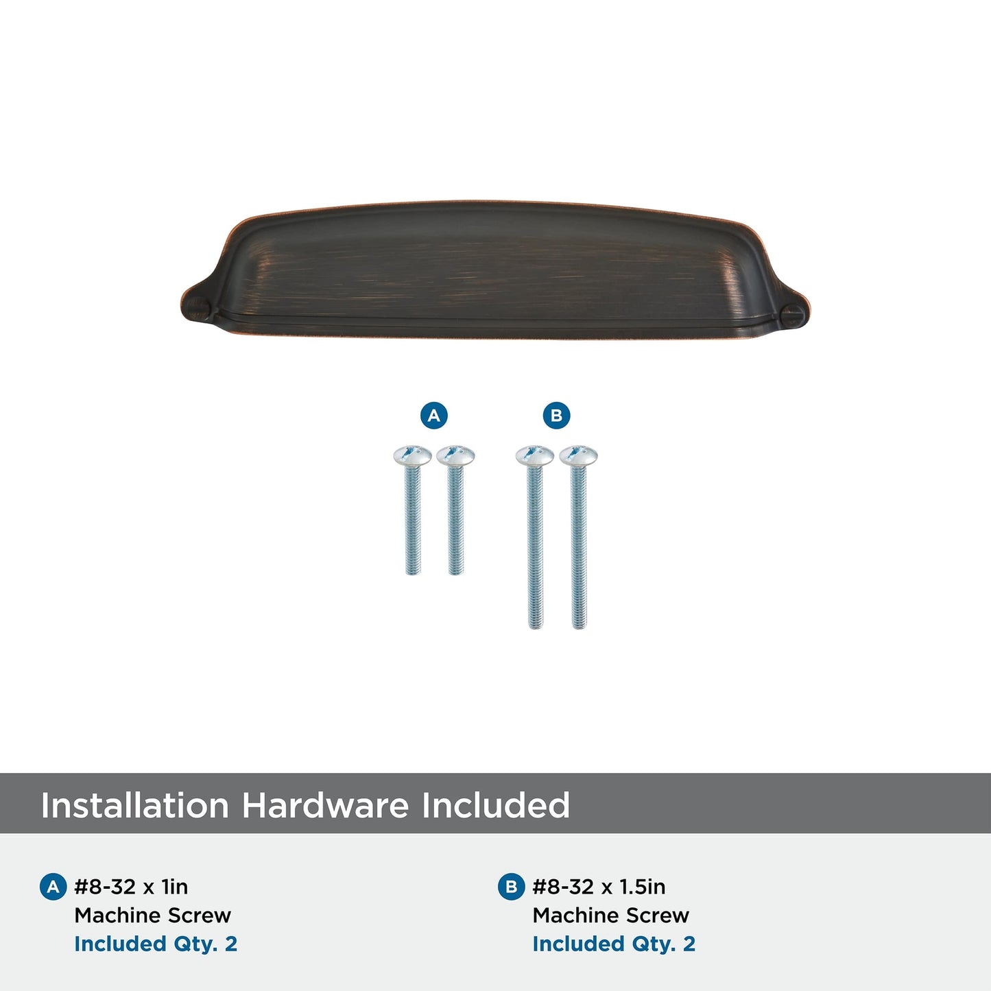 Amerock Cabinet Cup Pull Oil Rubbed Bronze 5-1/16 inch 128 mm Center-to-Center