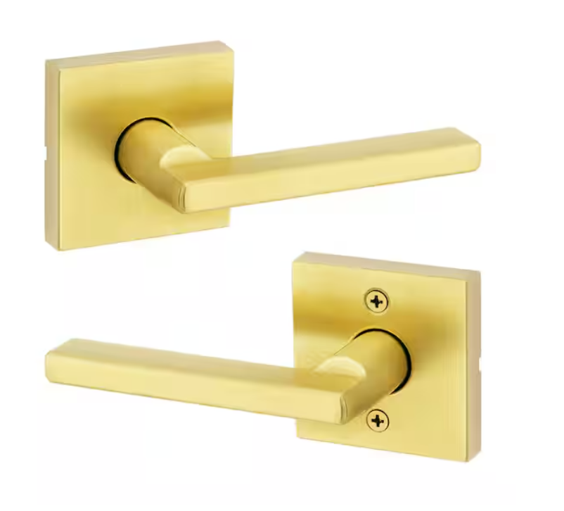 Kwikset Halifax Square Passage Lever Satin Brass 720HFLSQT4 6AL RCS