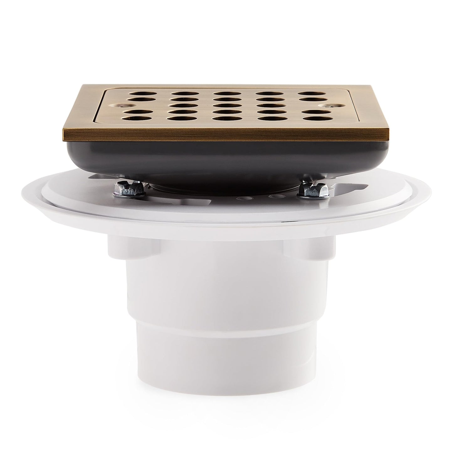 Signature Hardware 948036 Menlo Square Shower Drain with Flange - Aged Brass