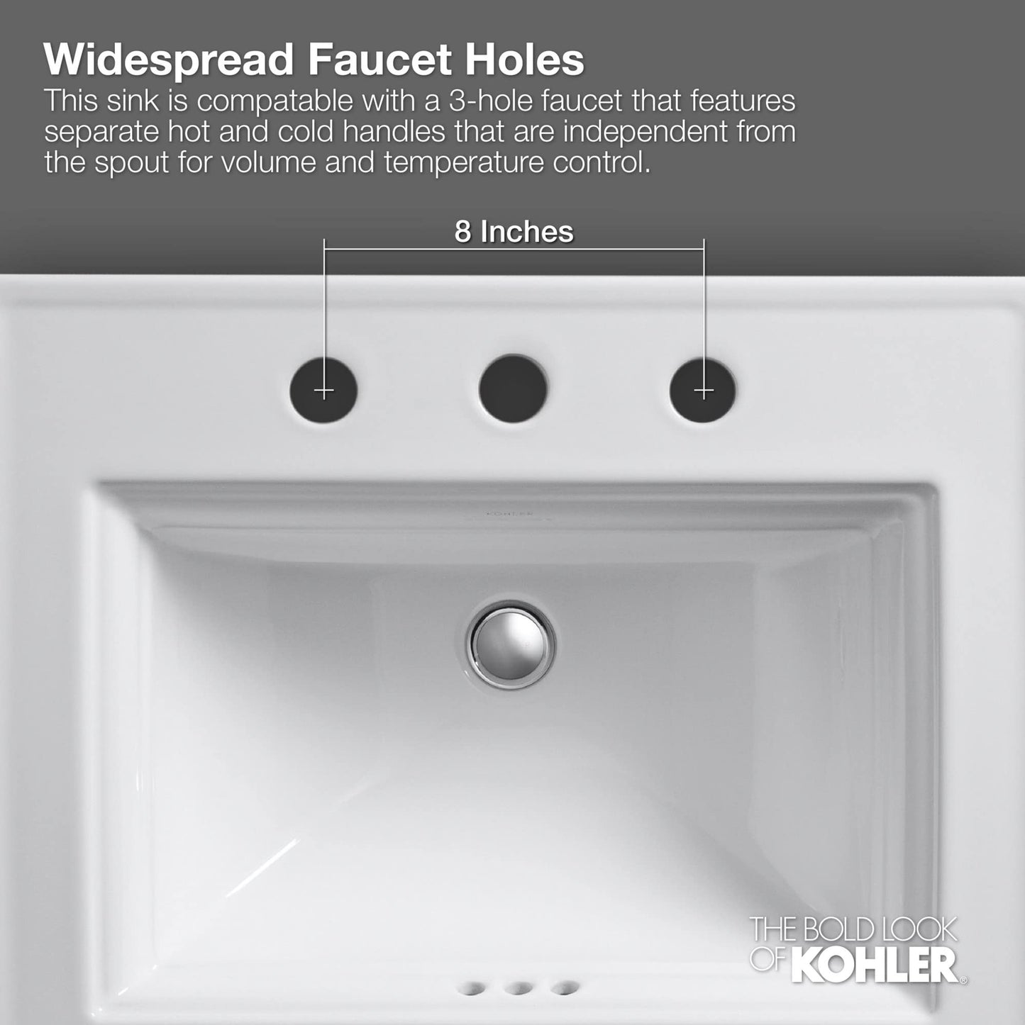 Pennington® Drop-in bathroom sink with 8" widespread faucet holes