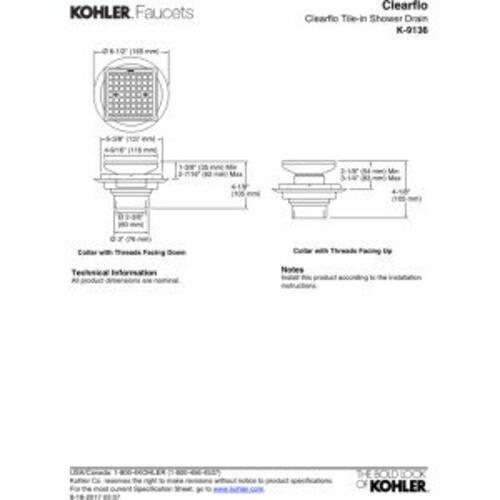 Kohler 9136-2BZ Tile in Square Shower Drainde - Oil Rubbed Bronze