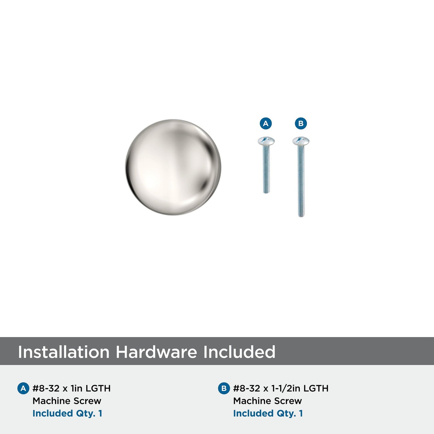 Amerock BP53005PN Edona 1-1/4" Dia Polished Nickel Cabinet Knob