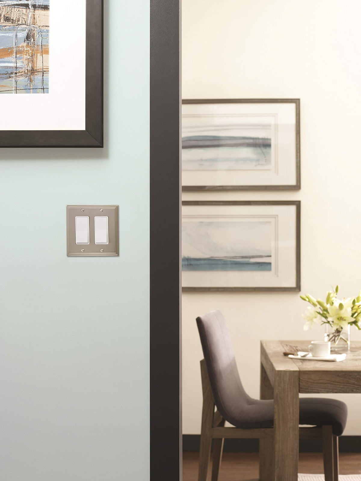 Amerock | Wall Plate | Satin Nickel | 2 Rocker Switch Plate Cover | Mulholland