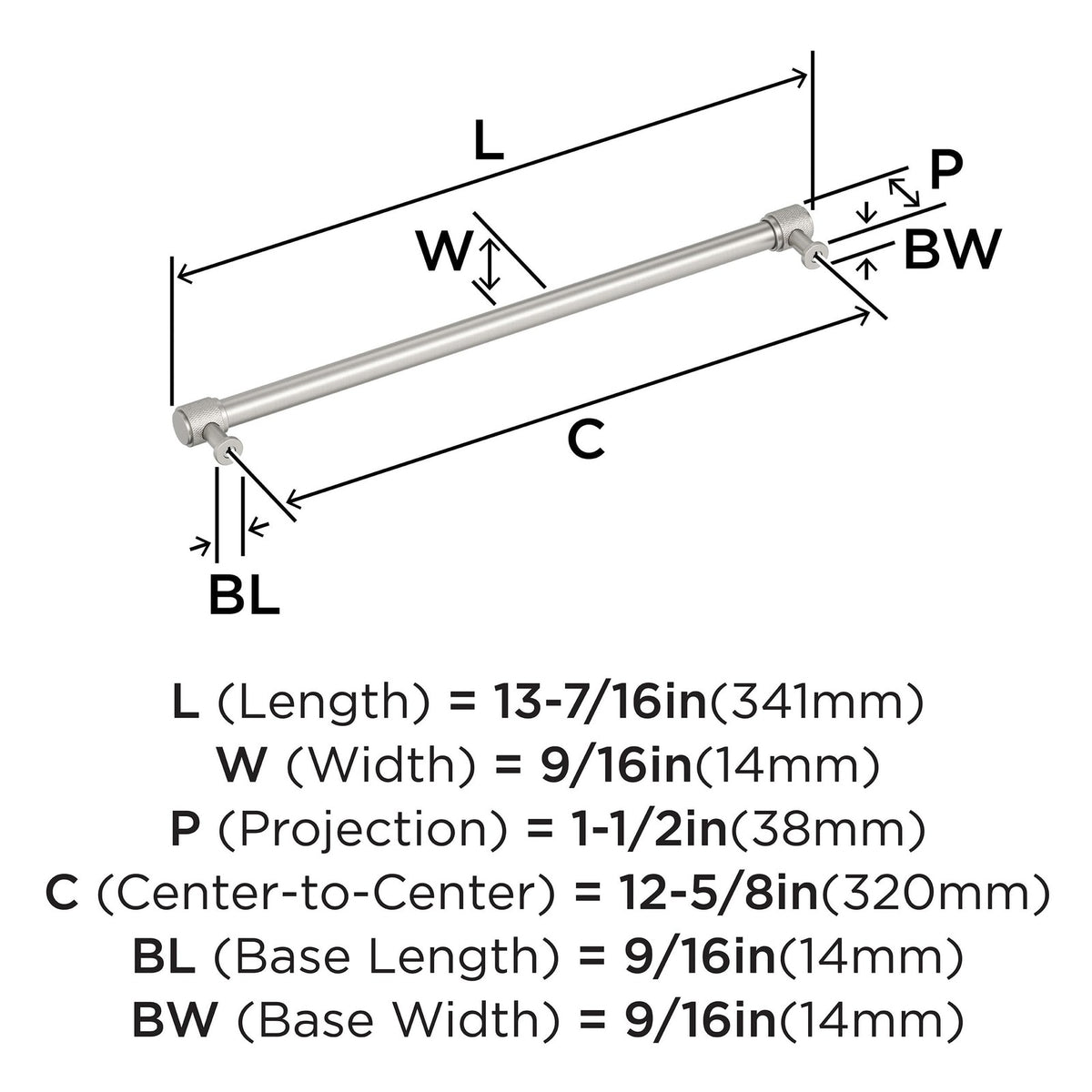 Amerock BP37749G10 12-5/8" Faraday Satin Nickel Drawer Pull