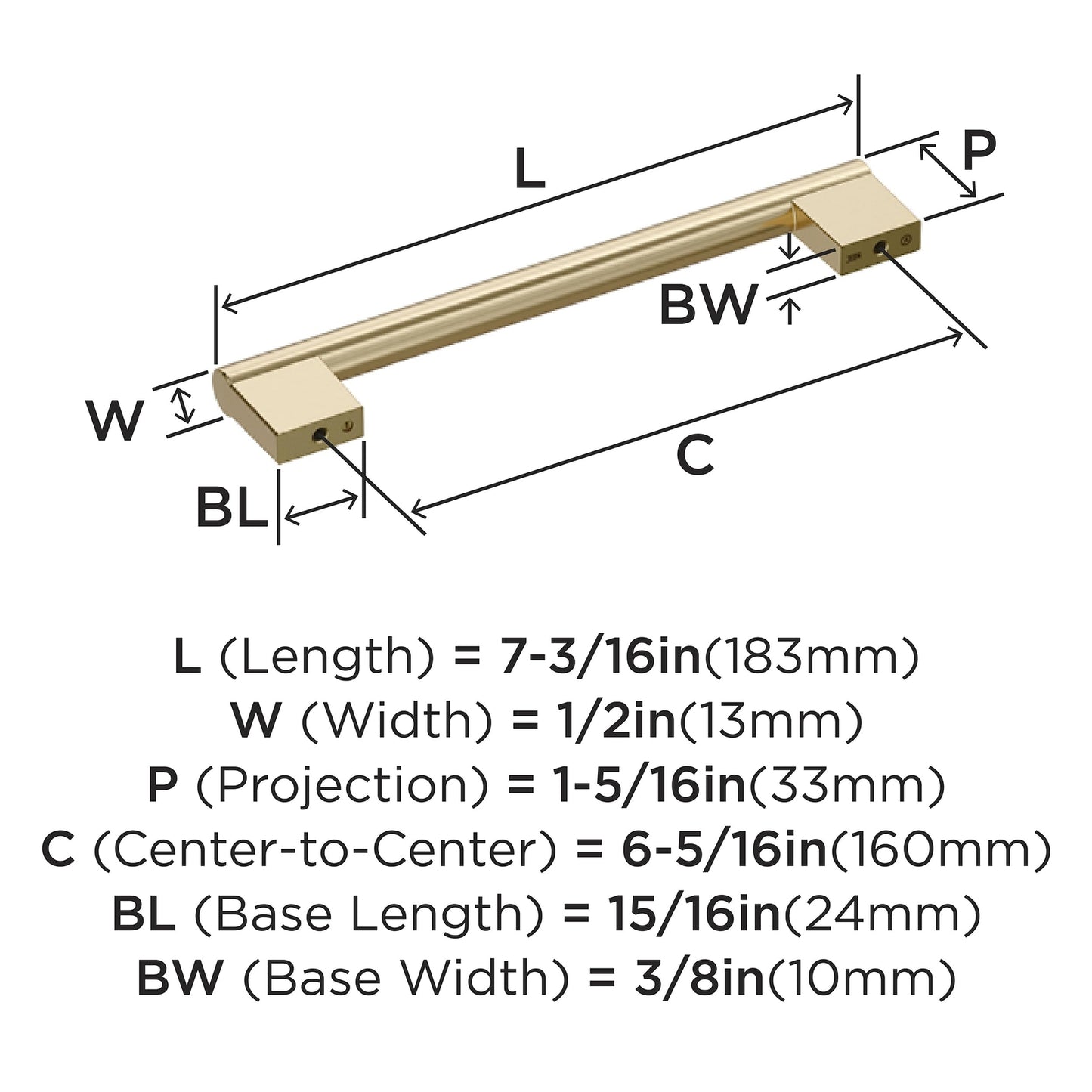 Amerock BP36914BBZ | Versa 6-5/16 inch (160mm) Center-to-Center Golden Champagne