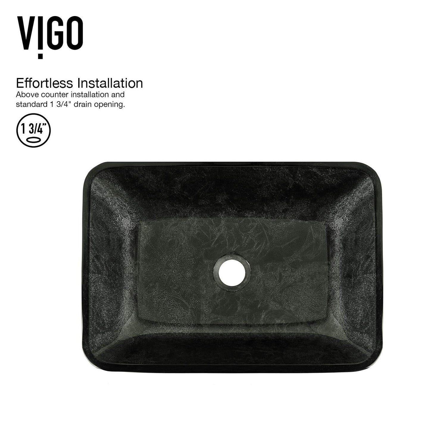 VIGO Donatello 18"L x 13"W x 4"H Glass Vessel Sink in Gray Onyx -VG07084