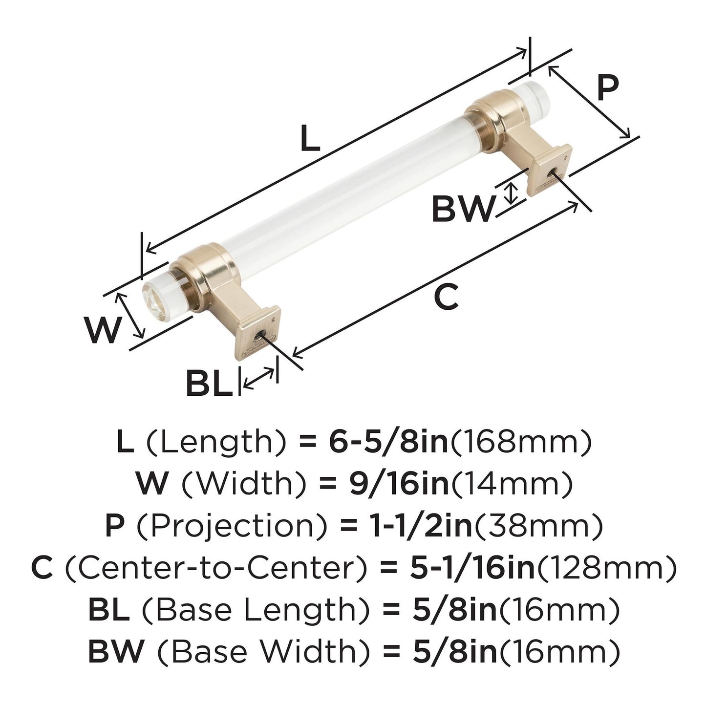 Amerock Cabinet Pull Clear/Champagne Bronze 5-1/16 inch Glacio 1 Pack