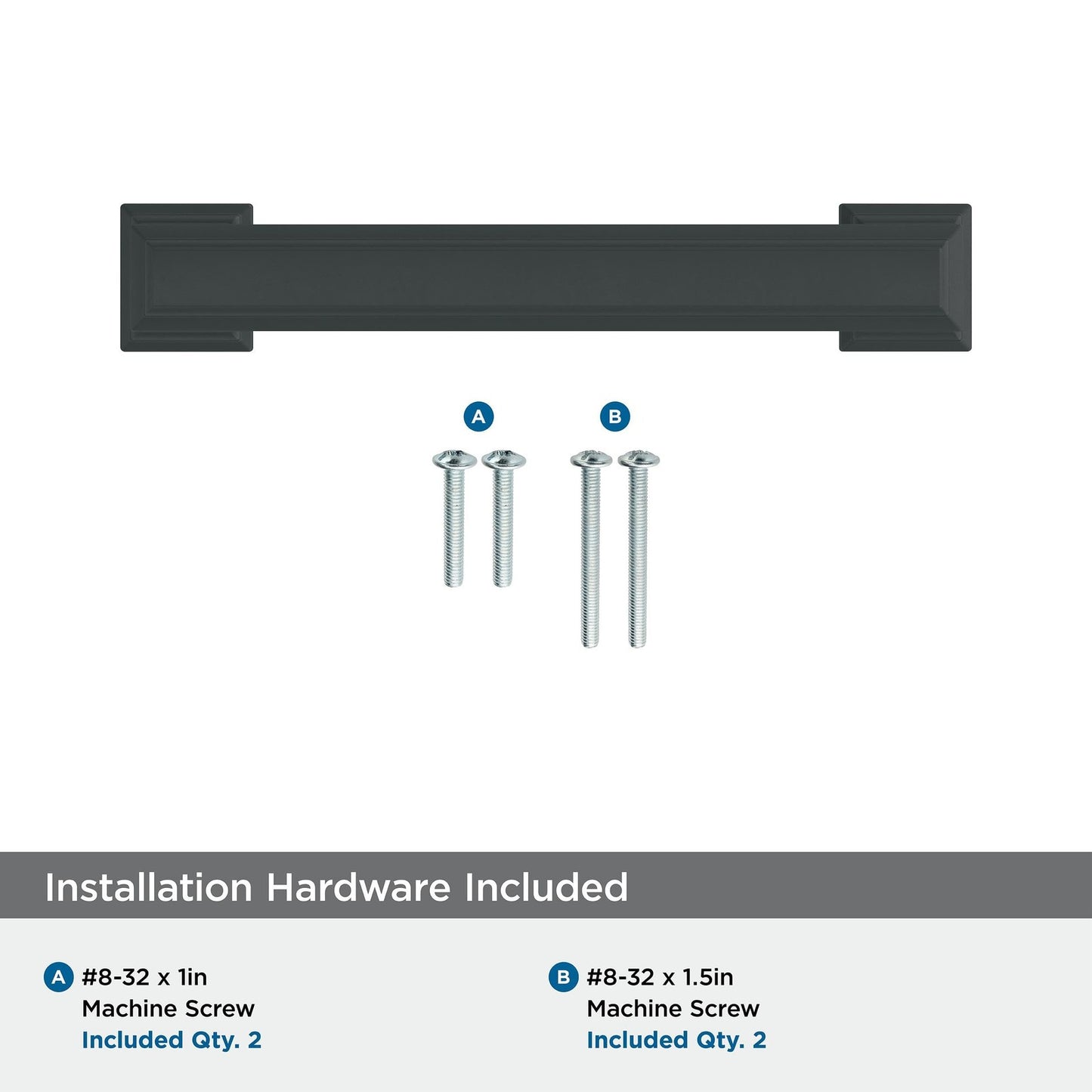 Amerock BP36759FB Appoint Cabinet Pull Matte Black 3-3/4" C2C