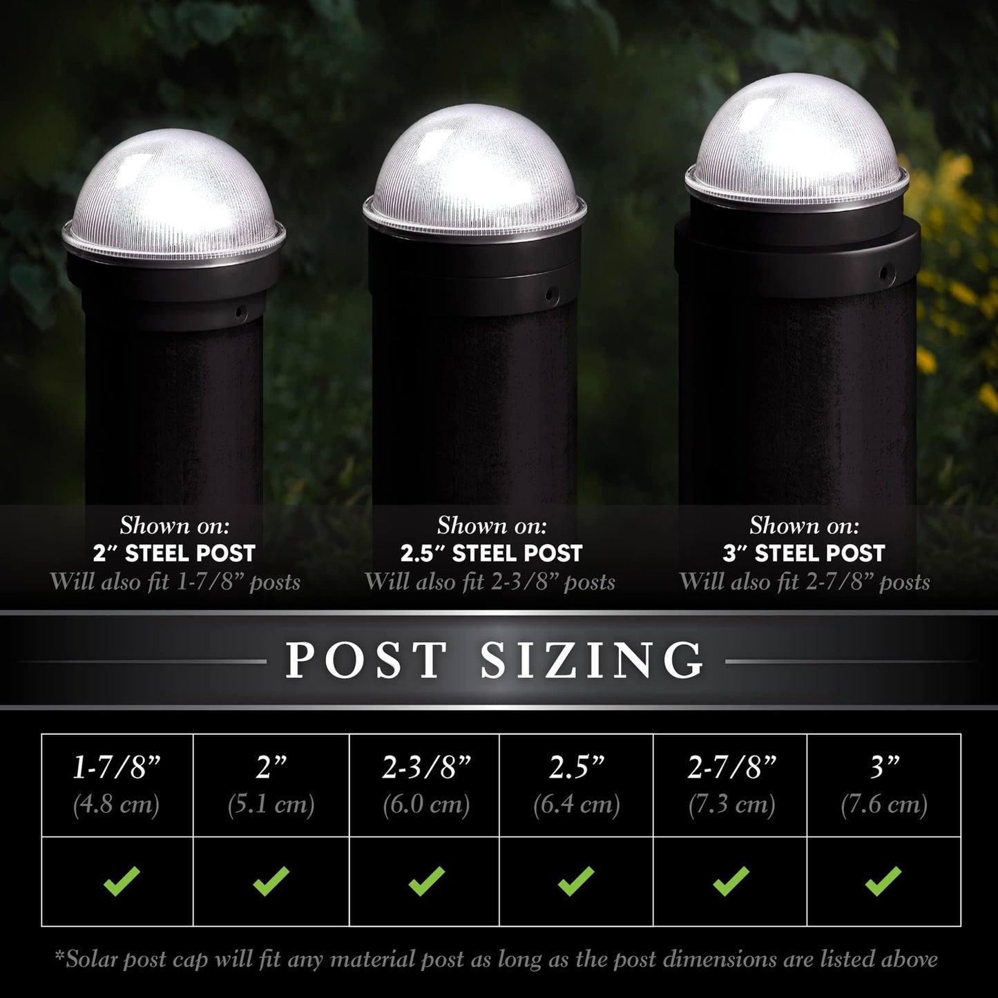 Classy Caps CH2233B Summit Chain Link Solar Post Cap, Black-LED White Light