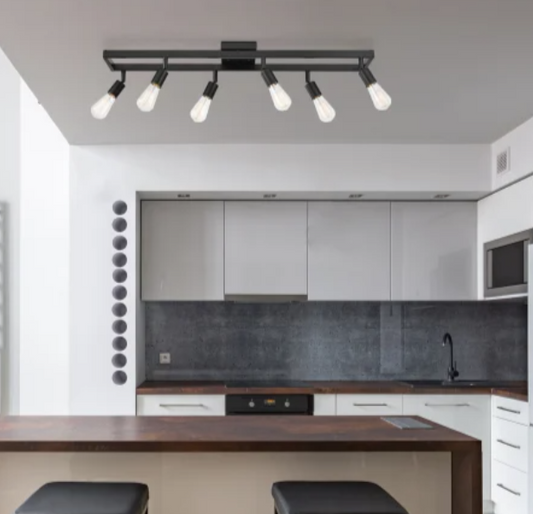 Globe Electric 91007791 Weston 6 Light 36" Wide Fixed Rail Ceiling Fixture-Black