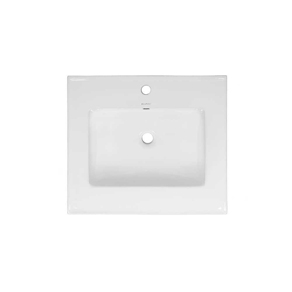 Swiss Madison SM-BV18S - 18" Ceramic Square Vanity Sink Top, White