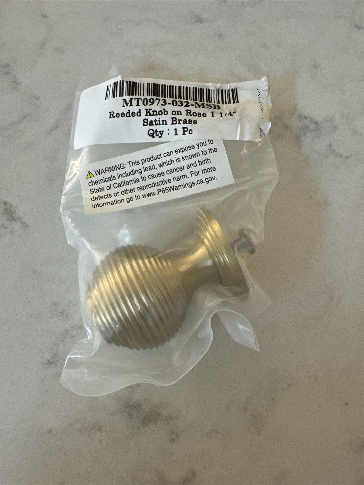 Ashley Norton-Reeded Cabinet Knob- Satin Brass (MSB)-1 ¼" diameter-6 Pack