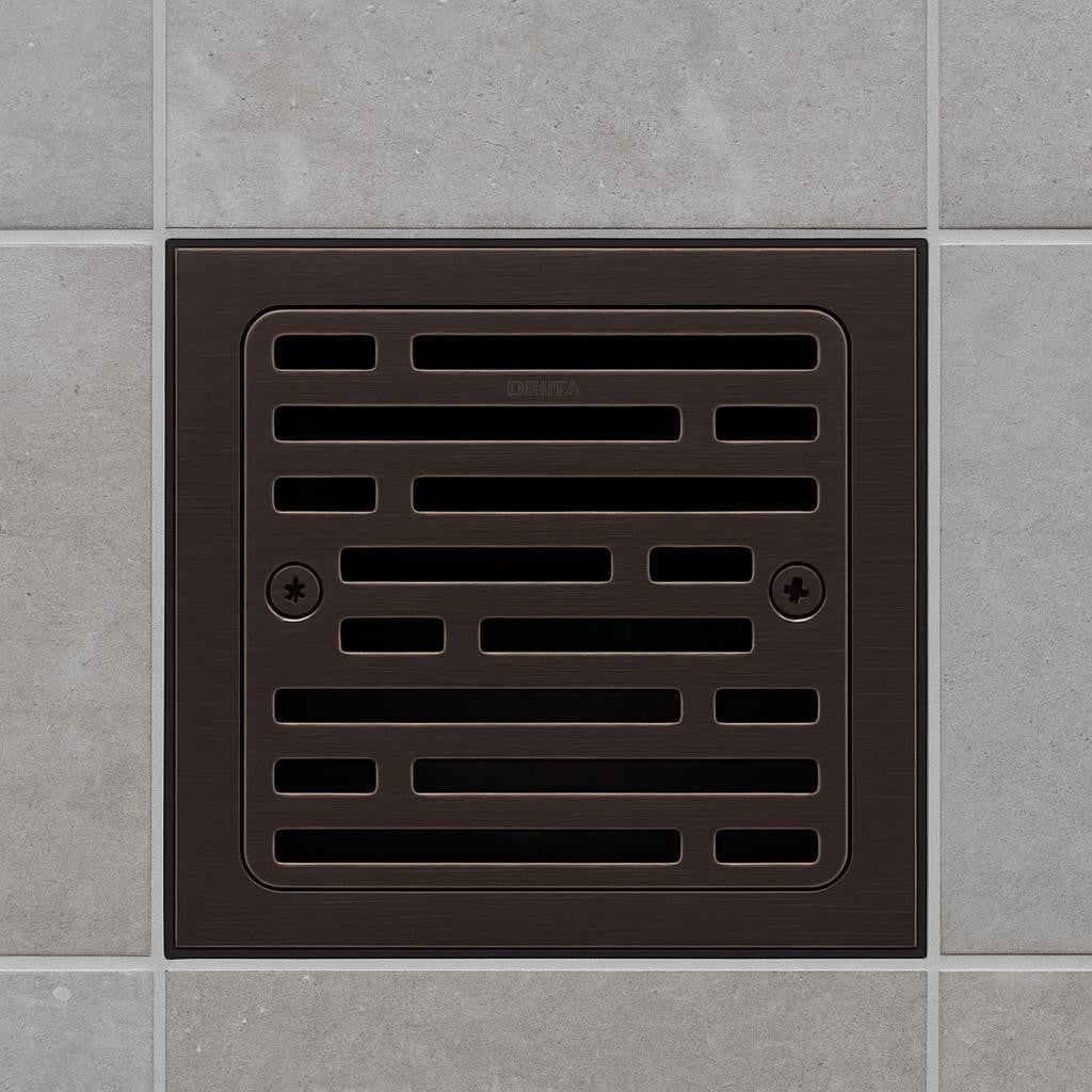 Delta Faucet 4 Inch Tile-In Square Shower Floor Drain Oil Rubbed Bronze