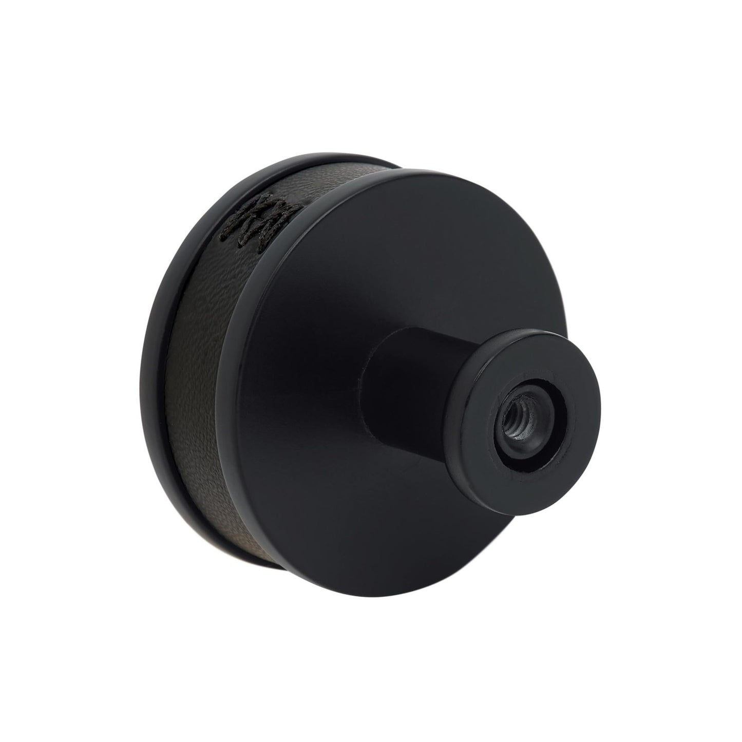 Signature Hardware 489565 Lazzara 1-1/2" Black Leather Mushroom Knob-SatinNickel