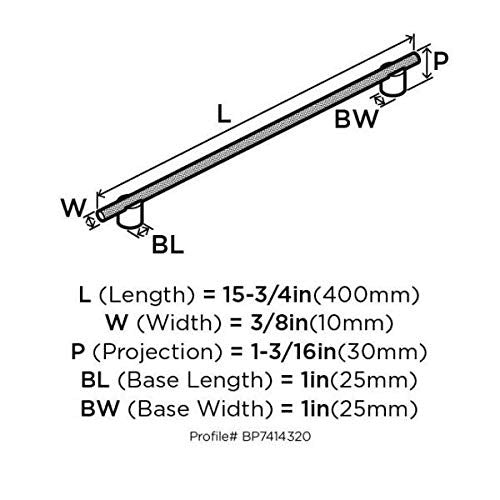 Amerock BP7414320PNPN Transcendent Cabinet Pull Polished Nickel 12-5/8" C2C