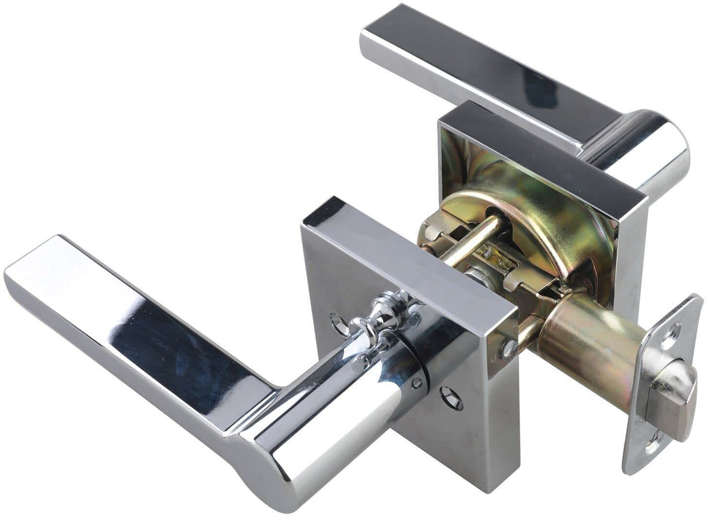 Miseno MLK3022 Lorton Flat Bar Privacy Door Lever Set - Satin Brass