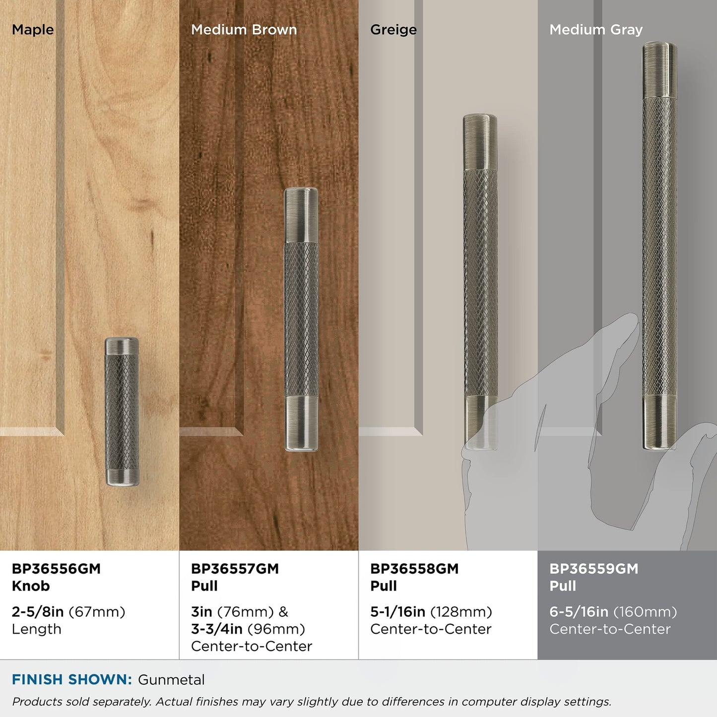 Amerock Kitchen Cabinet Pull Gunmetal 6-5/16 in C2C Bronx BP36559GM