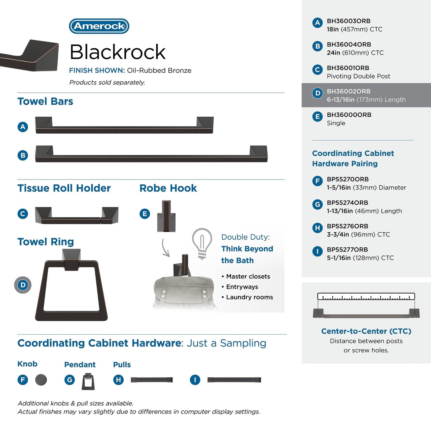 Amerock BH36002ORB | Oil Rubbed Bronze Towel Bar |