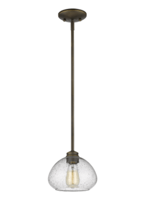 Z-Lite Amon 8" Wide Pendant with Clear Seedy Glass - Olde Bronze - view 2