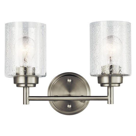 KICHLER 45885BK Winslow Vanity, 2-Light 150 Total Watts, Black, 12.75"