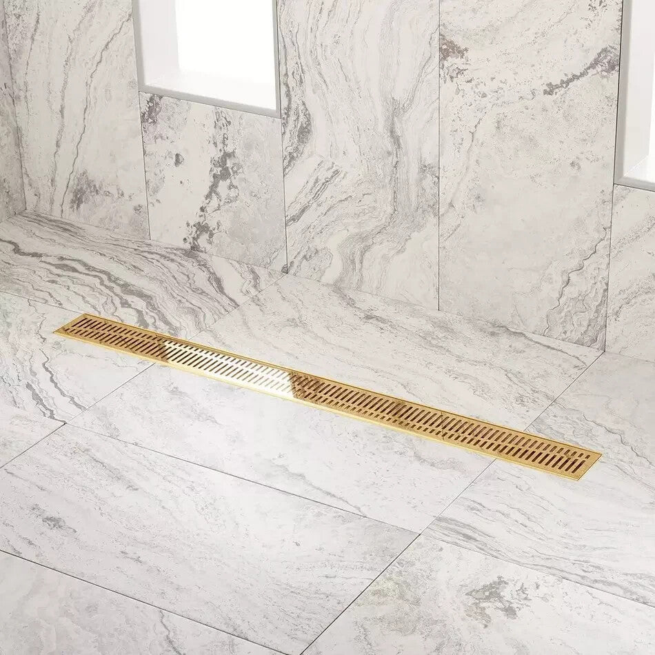 Signature Hardware-36" Rowland Linear Shower Drain - Polished Brass